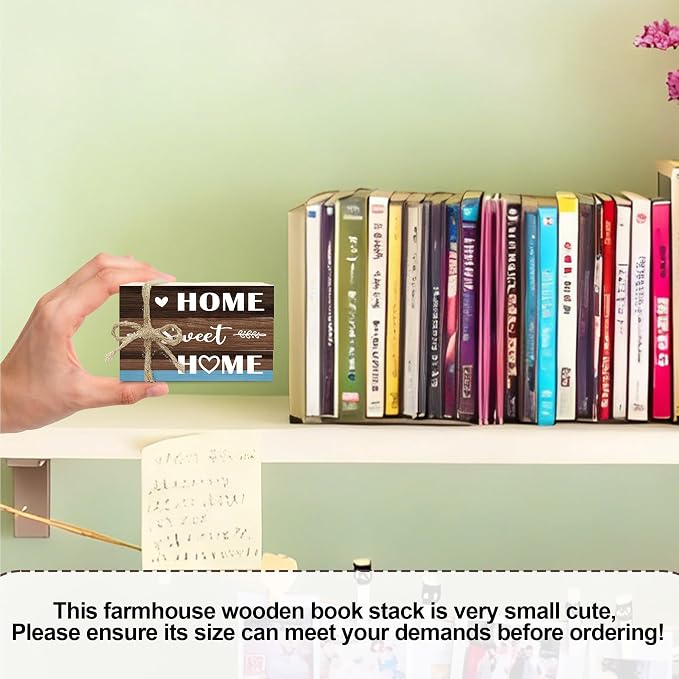 Mini Decorative Books For Home Decor, Small Wood Book Stack For Table Decor - Image 2
