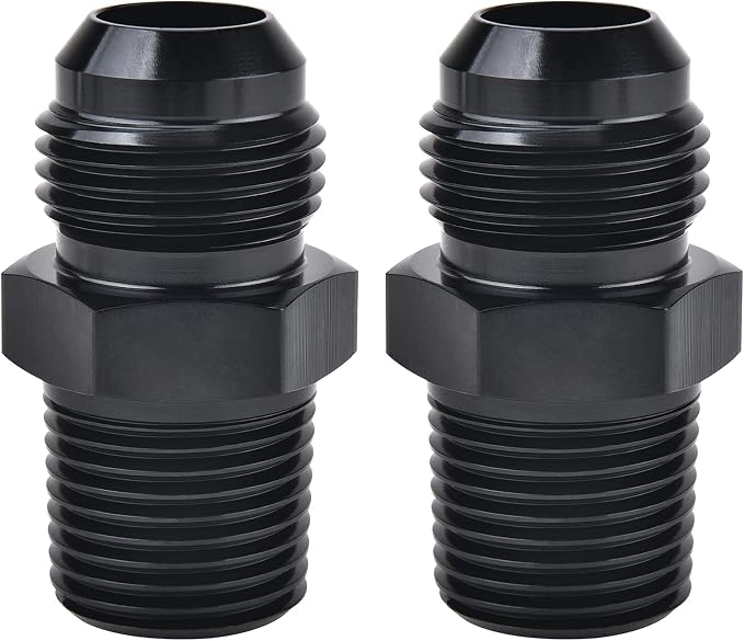 EVIL ENERGY 8AN Male to 3/8" NPT Fitting Straight Aluminum Black 2PCS by EVILENERGY
