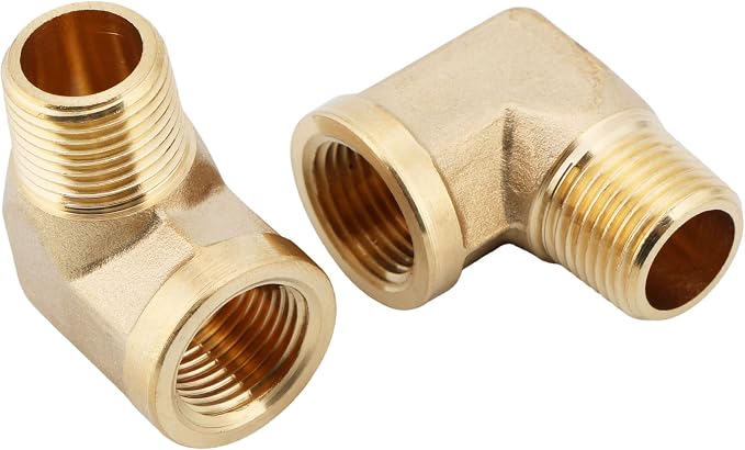 U.S. Solid 2pcs 90 Degree Barstock Street Elbow Brass Pipe Fitting 3/8" NPT - Image 3
