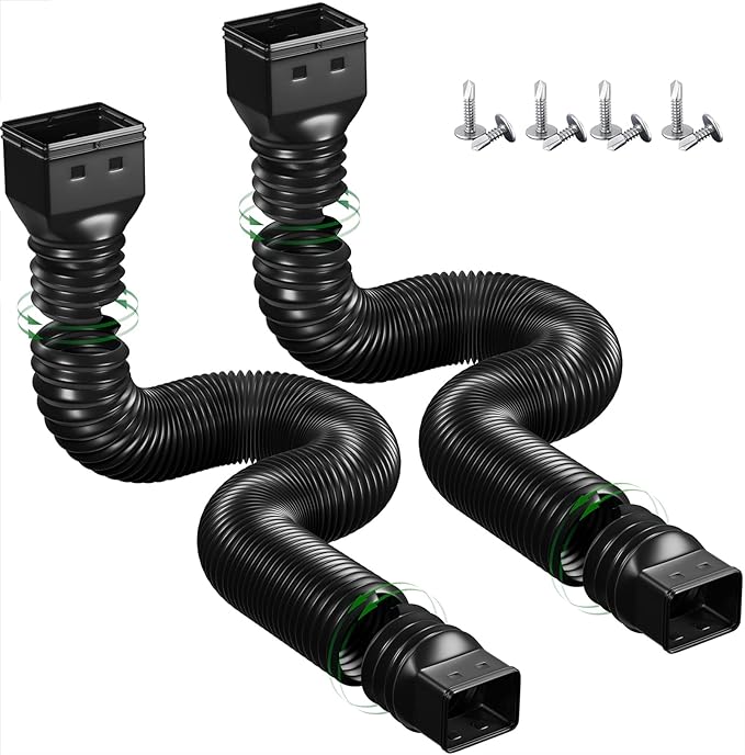 2 Pack Rain Gutter Downspout Extensions Flexible, Down Spout Extender Diverter by YOTODY