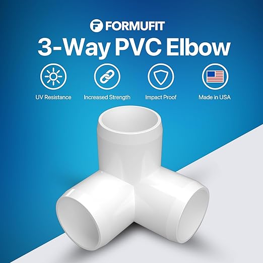 1” 3-Way Elbow Furniture Grade PVC Fitting in White, Made in USA, UV-Resistant - Image 2