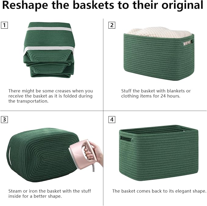 OIAHOMY 4 Pack Storage Baskets for Organizing 15L Cube Storage Bins Green | - Image 7