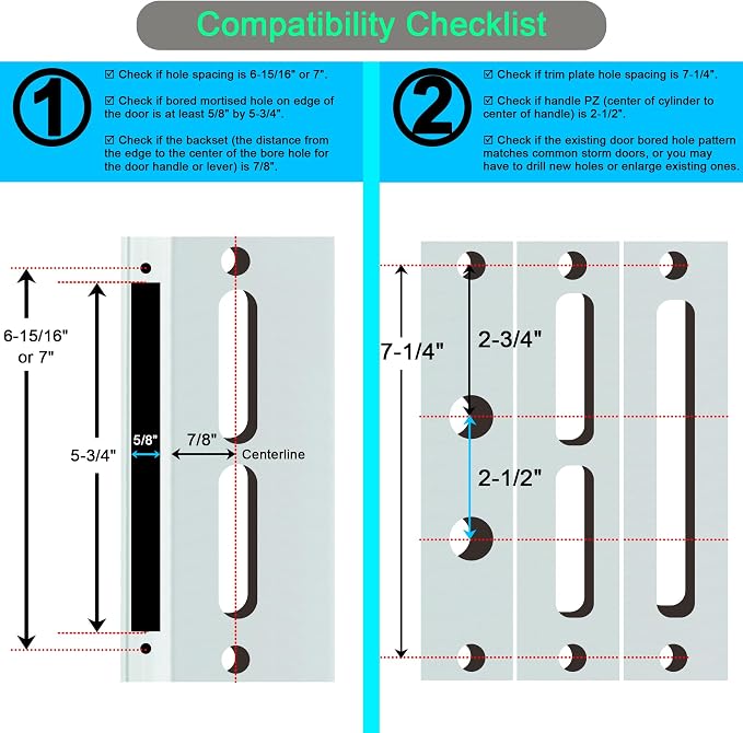 ReigaHood US Flat Slot Storm Door Handle Complete Set Fits - Image 2