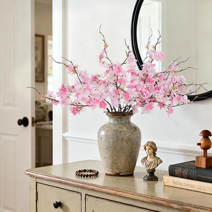 INXUGAO Artificial Cherry Blossom Branches Decor 12 PCS Fake Flowers Indoor | - Image 4