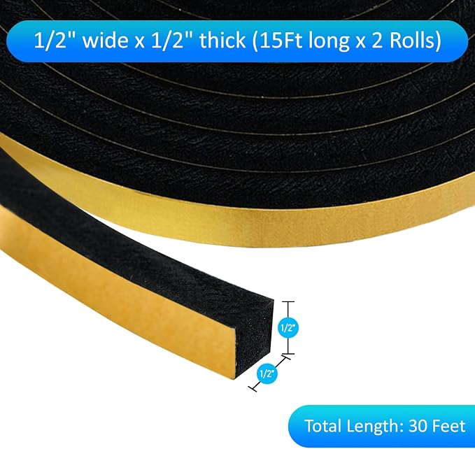High Density Foam Weather Stripping Door Seal Strip Insulation Tape Roll - Image 2