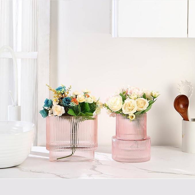 Pink Glass Vases, Modern Glass Vase - Image 3
