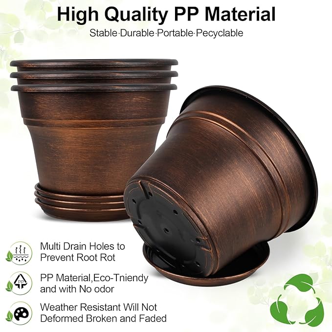 Plant Planters Pots Set of 4 Pack 13 Inch，Large Plastic Flower Pot - Image 4