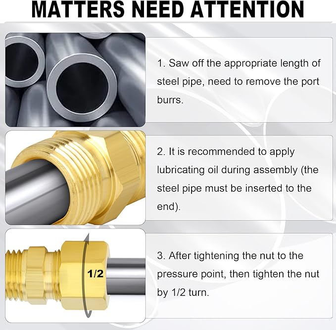 ChillWaves Brass Compression Tube Fitting, 1/2" OD x 1/4" NPT Male Compression - Image 3