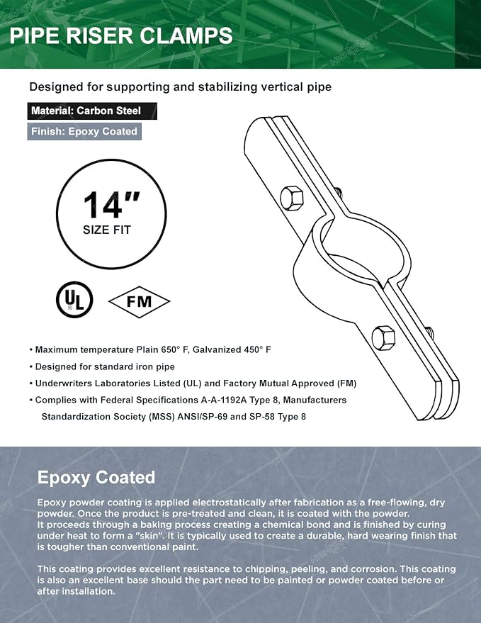Highcraft DMST-FQ014 Riser Clamp; Vertical Pipe Hanger - Image 7