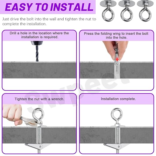 Swpeet 15 Set M5×75mm Eye Bolt Toggle Bolts and Wing Nut Kit - Image 5