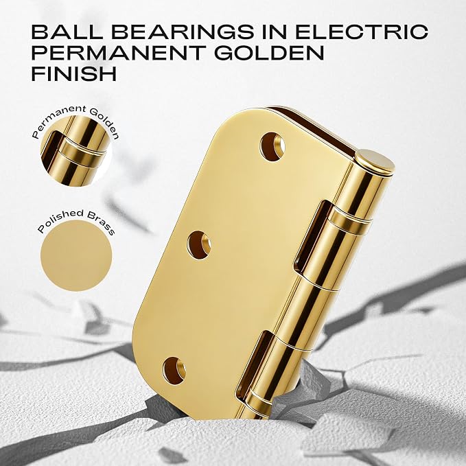 30 Pack Polished Brass Door Hinges 3.5 Inch 5/8" Radius Ball Bearing | - Image 5