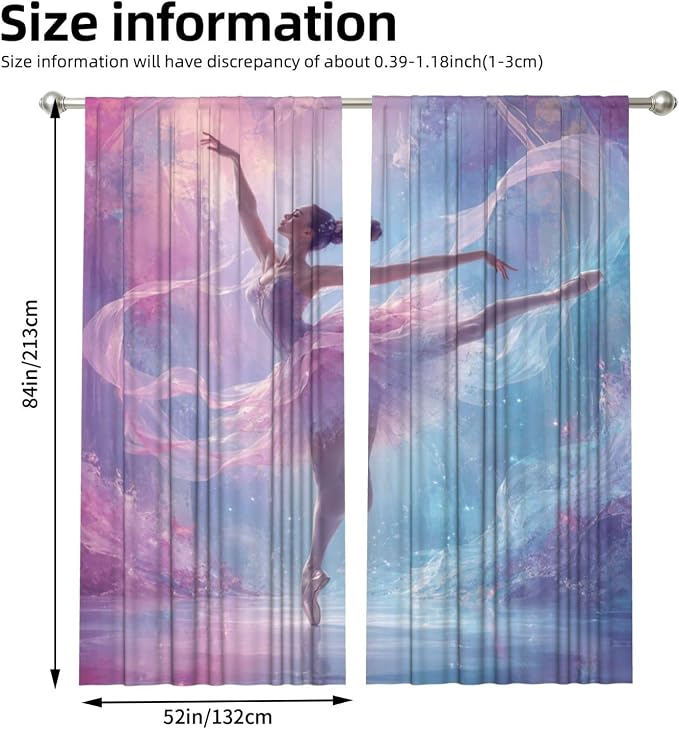 Dreamy Ballerina Fantasy Window Curtains 2 Panels Set, 52 X 84 Inch Polyester - Image 3