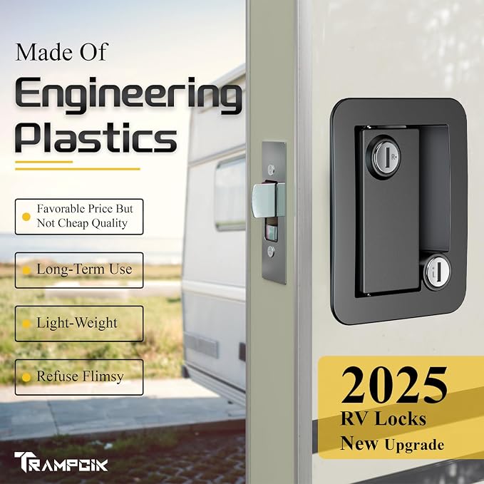 RV Door Lock Set, for RV Camper, Travel Trailer Entrance Front Door, 1 Plastic - Image 3