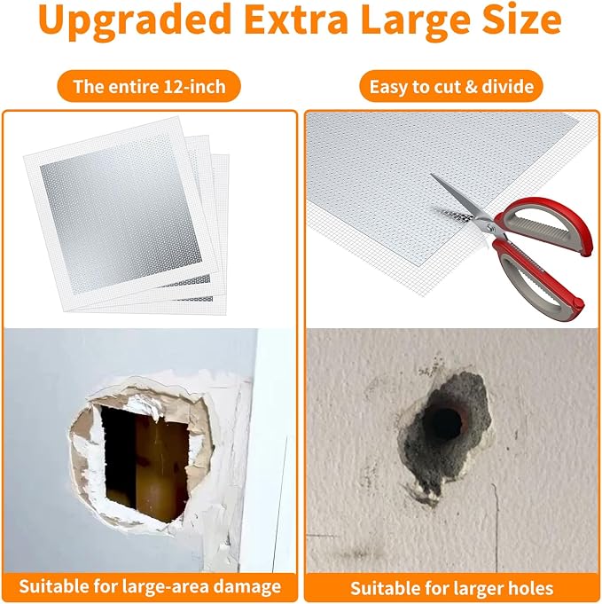 Wall Patch Drywall Repair Kit, 12 x 12 Inch, Self-Adhesive Mesh Patch, - Image 3