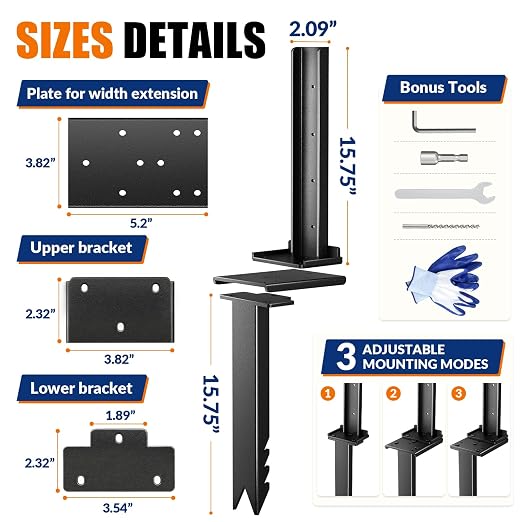 VANCASTLE Fence Post Repair Kit Adjustable, Quick-Fix Support - Image 3