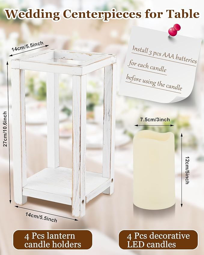 Huquary 8 Pcs Wooden Wedding Lantern Centerpiece - Image 2