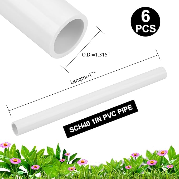 6Pcs 1 Inch PVC Pipe 17" Long White Sch40 Industrial PVC Pipes - Image 3