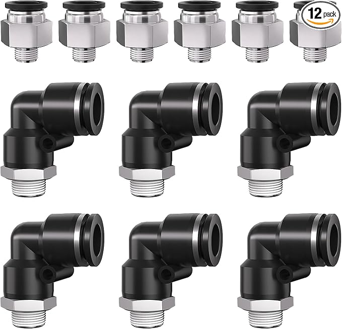 1/8 Push to Connect Fittings npt Thread to 3/8 Air Line quick | Pneumatic by Unknown