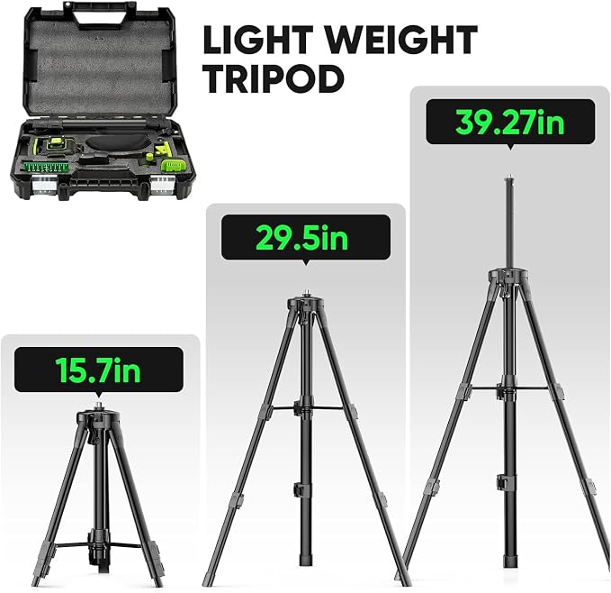 Elikliv Laser Level with Tripod, 4x360° lazer leveler tool | 165Ft Green Laser - Image 2
