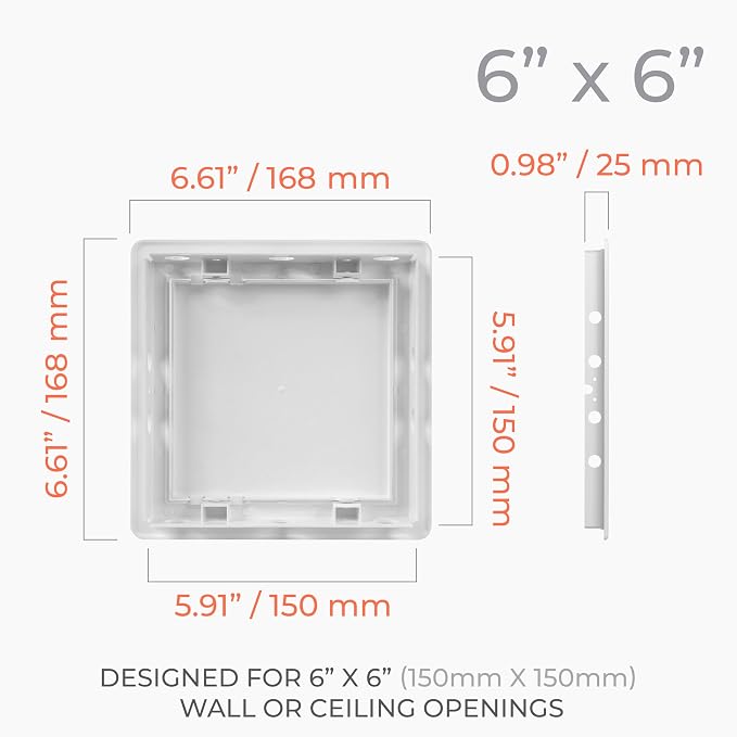 6x6 Inch White Access Panel for Drywall – ABS Plastic Square Wall, Ceiling - Image 2