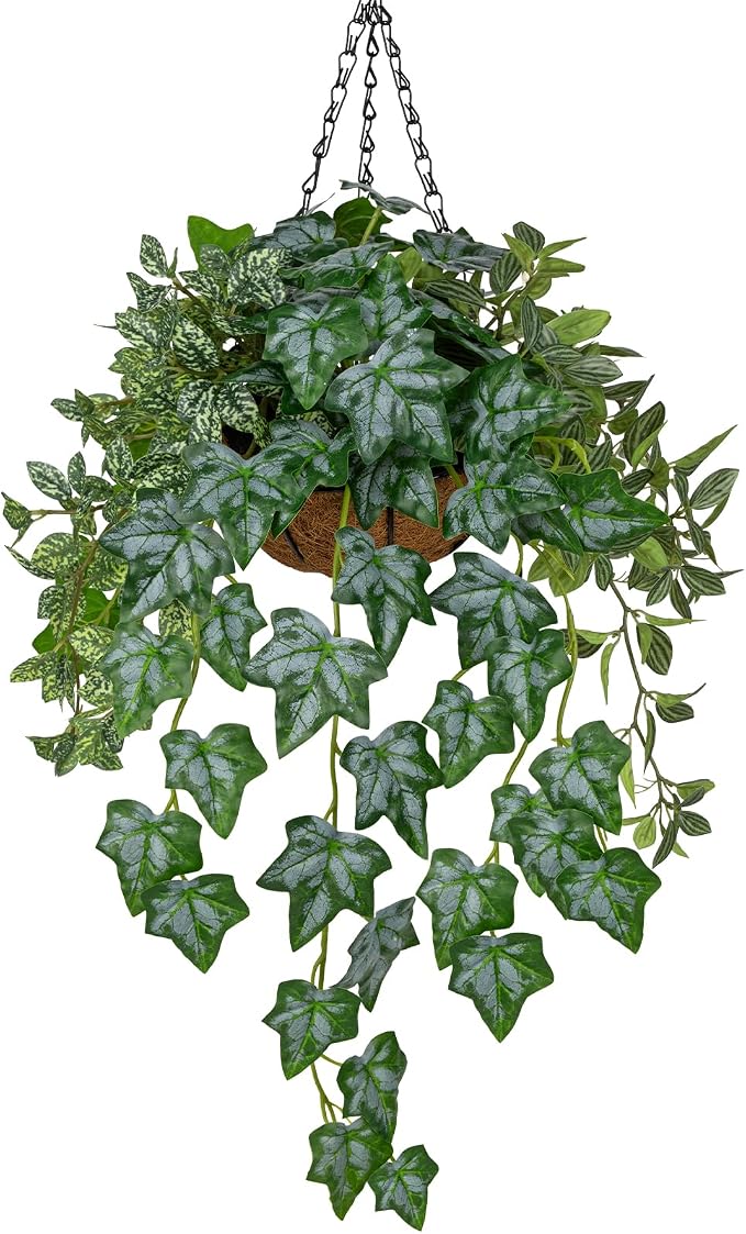 Fake Hanging Plant with Pot, Large Hanging Artificial Plants with Basket & by Oairse