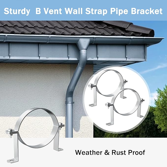 6 Inch B Vent Wall Strap Round Gas Vent Pipe Strap Adjustable Wall Strap Round - Image 2