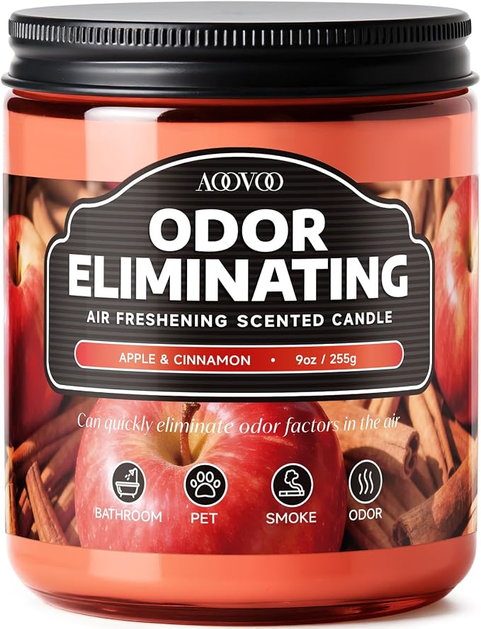 AOOVOO Apple Cinnamon Odor Eliminating Candle - 9 oz Fall Candles by AOOVOO