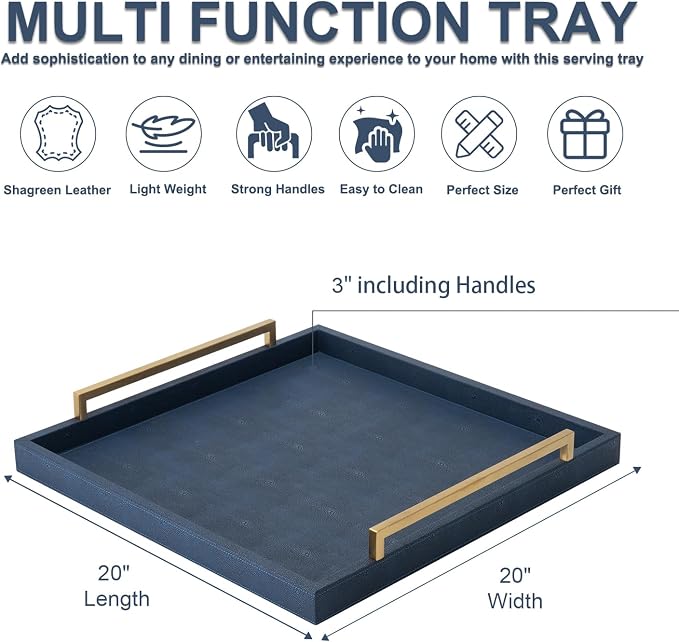 Large Navy Blue Decorative Tray - Image 3