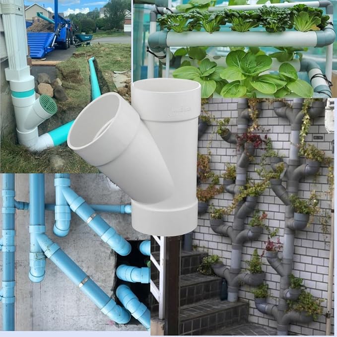 3" PVC 45 Degree Wye DWV Sanitary Y-TEE Street Drain Waste white | Vent PVC - Image 3