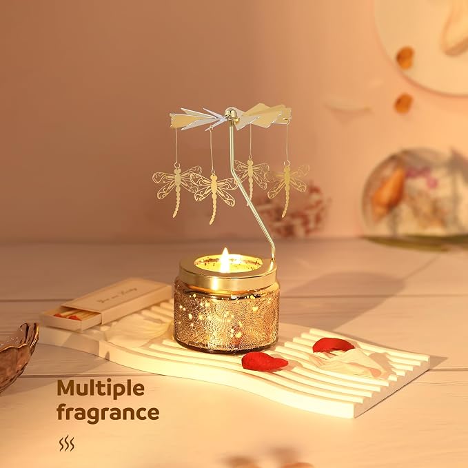 Curimama Rose Dragonfly Rotating Candle Gift - Image 2