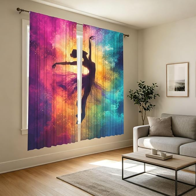 Colorful Ballerina Nebula Window Curtains 2 Panels Set, 52 X 84 Inch Polyester - Image 7