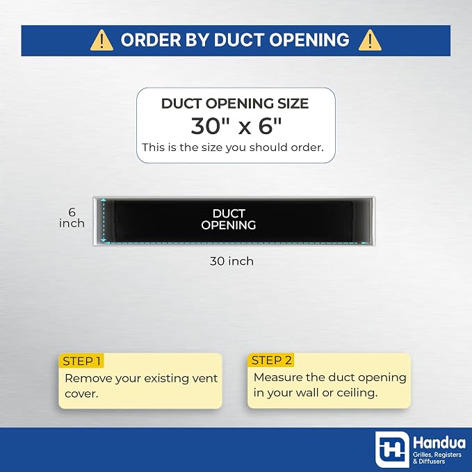 Fits 30x6 Hole | Aluminum Return Air Grille by Handua | Vent Cover Grill - Image 2