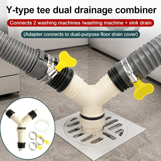 Washing Machine Drain Hose Adapter, 3-Way Drain Line Tee Extension Fitting - Image 6