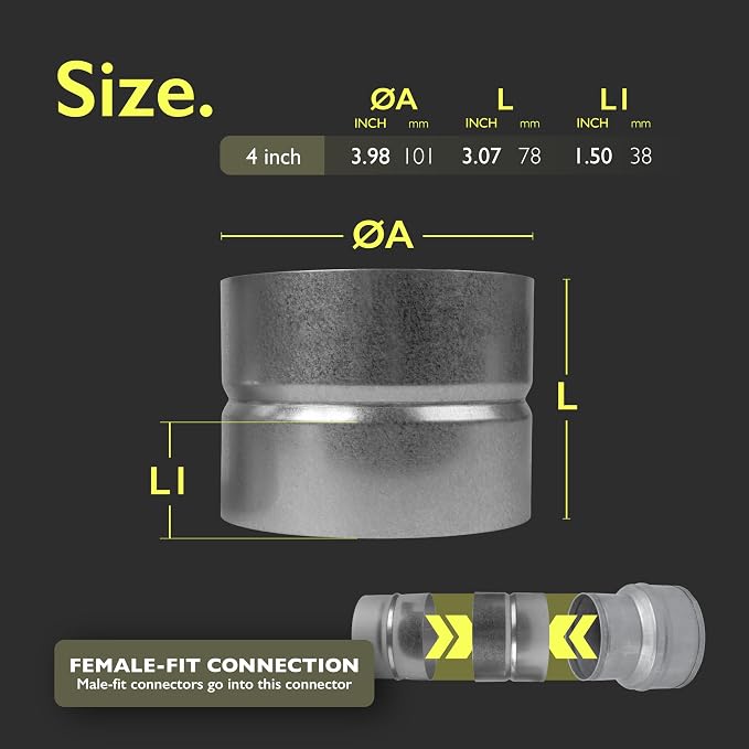 4 Inch Duct Fitting Connector for HVAC Ducting - Image 2