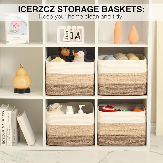 ICERZCZ Storage Baskets for Organizing & Shelves, Woven Cotton Rope - Image 6