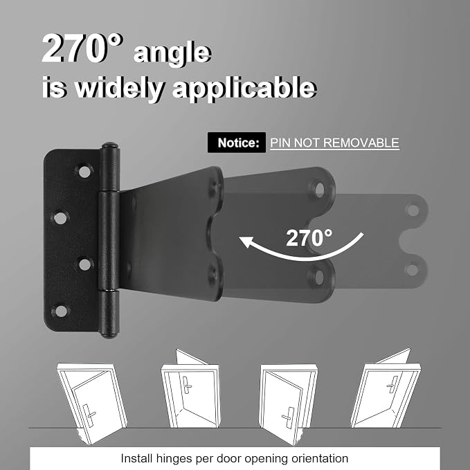 6 Pack 8" Door Hinges, 300 Lbs Capacity Heavy Duty Gate Hinges | Matte black - Image 4