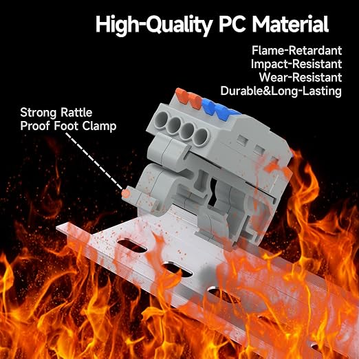 5Pcs Lever Wire Connectors, 2 in 4 Out, 4-2.5 mm² | 4-2.5 mm² Quick Wiring DIN - Image 4