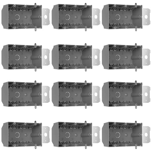 12 PCS Adjustable Electrical Box 3 Gang | 49 Cubic Inch Grey Three Gang PVC by HUIXHAO