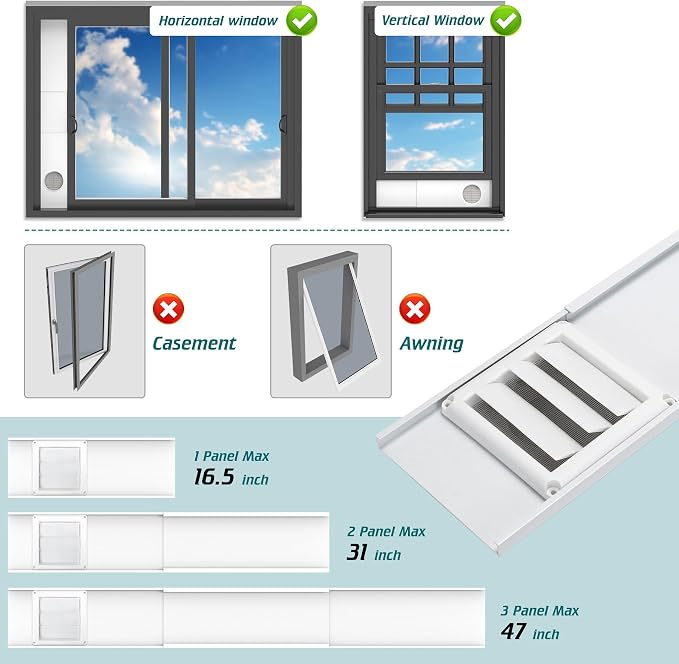 Daisypower Dryer Vent Window Kit, Adjustable Window Vent Kit - Image 3