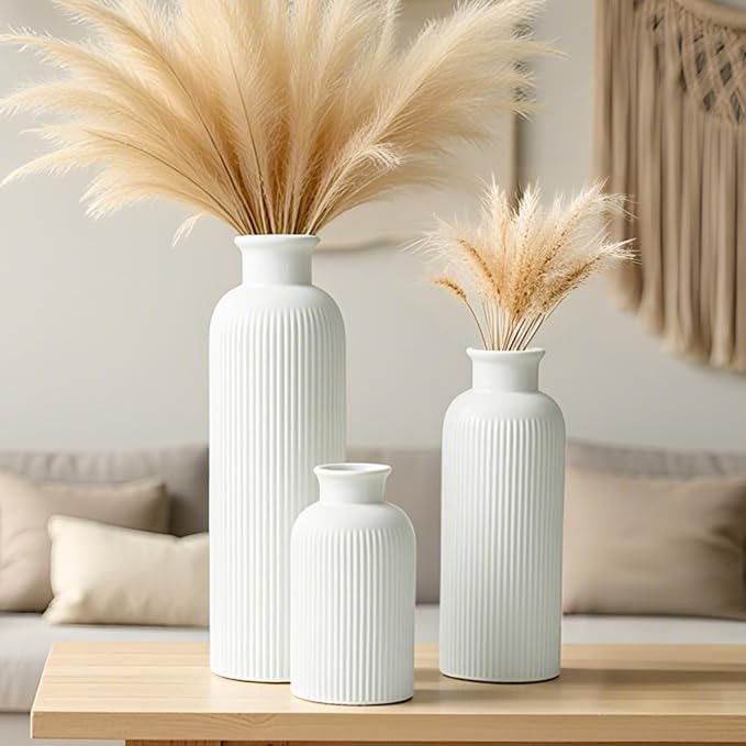 Modern Ceramic Vase Set, 3-Piece Decorative Vases - Image 2