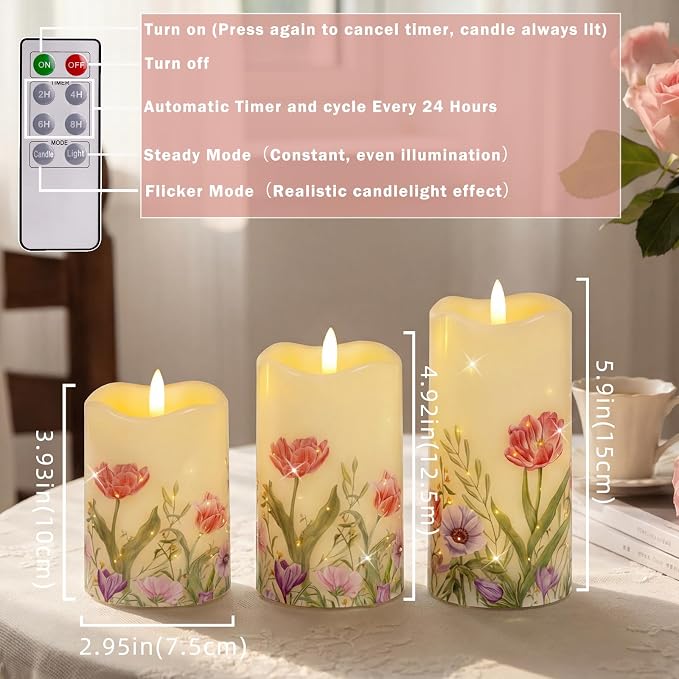 Flameless Candles, Battery Operated Floral Candles - Image 4