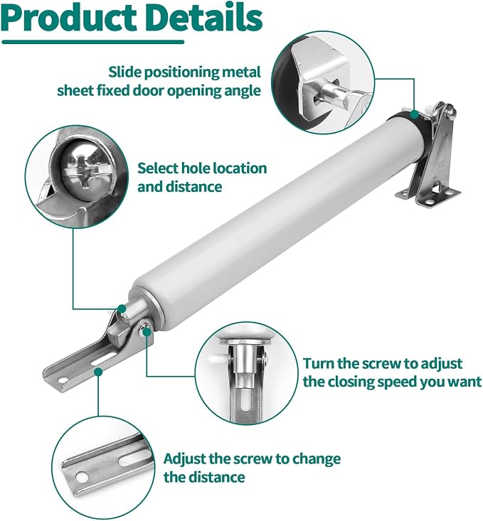 Screen and Storm Door Closer Kit, Heavy Duty Pneumatic Screen and Storm Door - Image 3