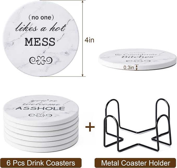 6Pcs Absorbent Coasters Set - Image 2