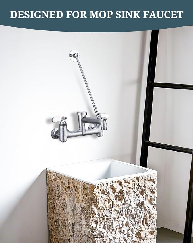 Mop Sink Faucet Support Rod Wall Bracket 180° Swing Installation Kit - Image 5