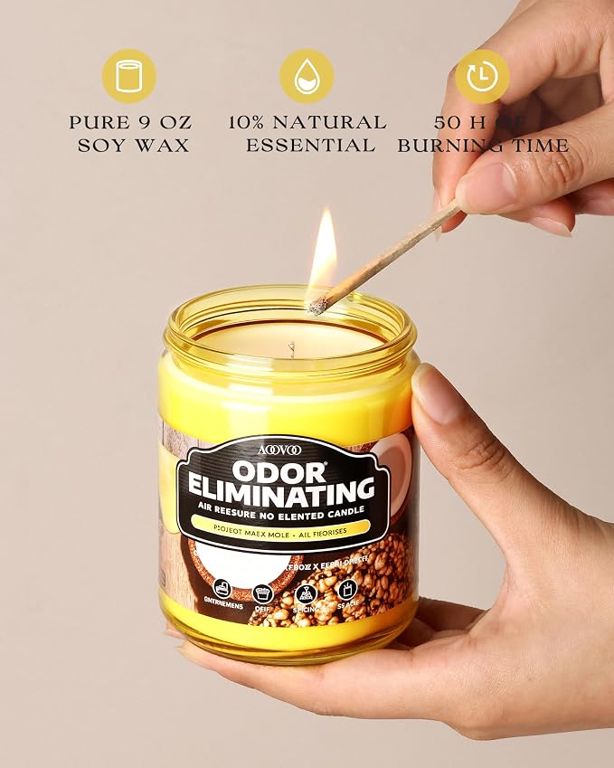AOOVOO Coconut Pineapple Odor Eliminating Candle - 9 oz Soy Candles | - Image 3