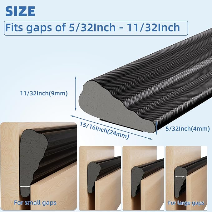 Wedge-Shape Window Weather Stripping Door Frame Seal 2Pcs×196” Brown | Upgrade - Image 2