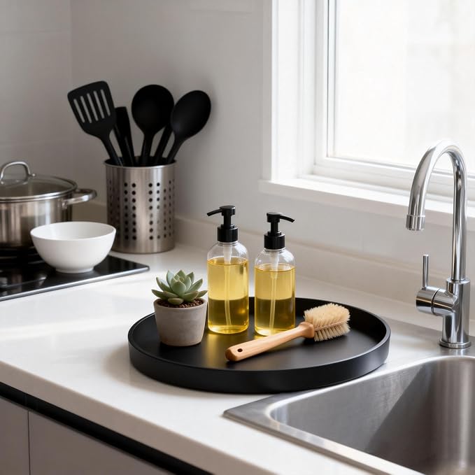 2 Pack 9" Bathroom and Vanity Tray, ABS Bathroom Counter Organizer, Coffee - Image 4