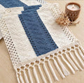 Boho Table Runner with Tassels for Home Decor 12x72 Inches Blue | 72 Inches by FEXIA
