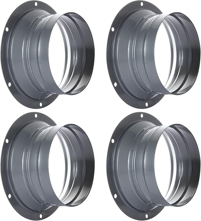 4 PCS 4 Inch Duct Connector Flange Inlet Fitting Metal Straight Pipe Flange by ZOEYES