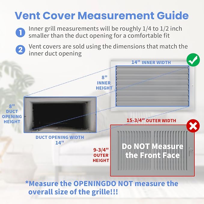 14 x 8 Inch Air Vent Covers for Wall or Ceiling - Image 6